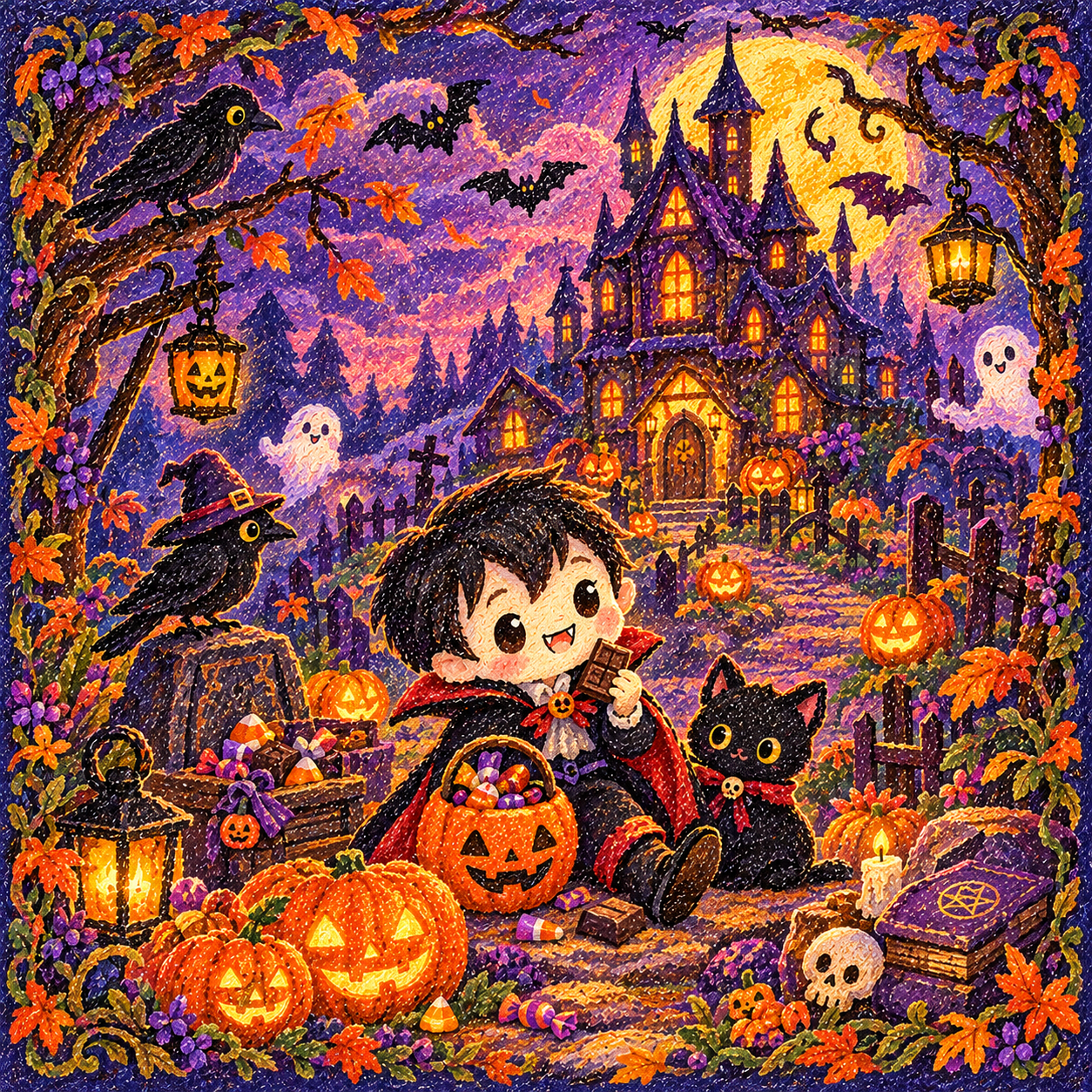 クレヨン調ハロウィンの晩餐会
