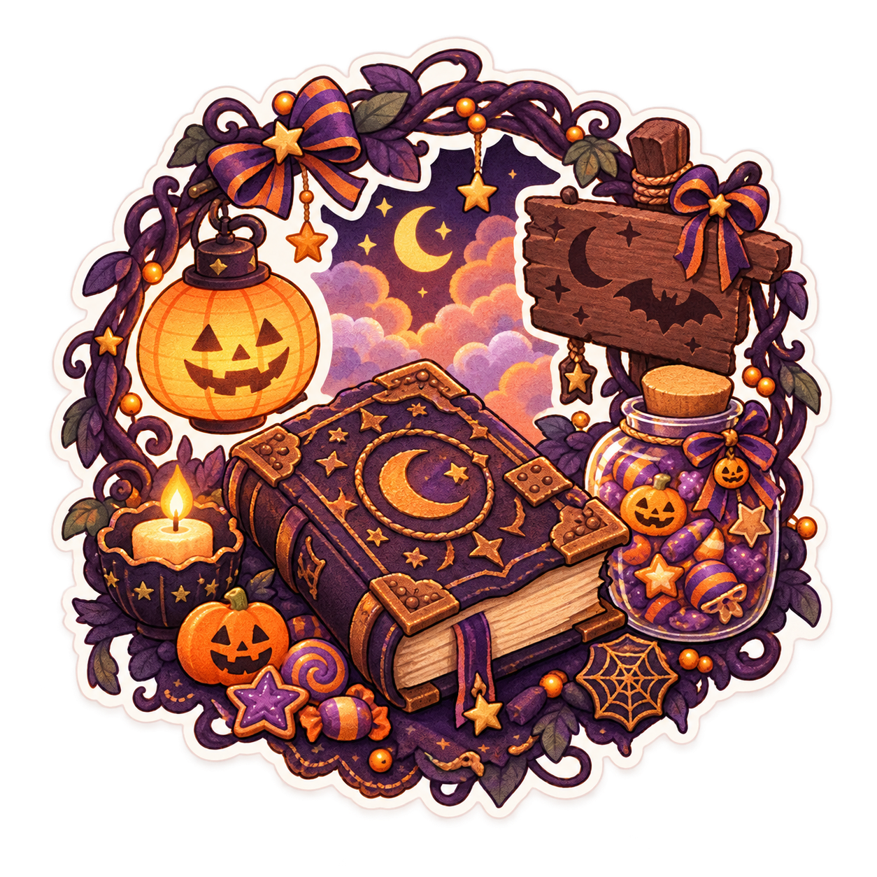 ハロウィン魔法書の cozy ステッカー