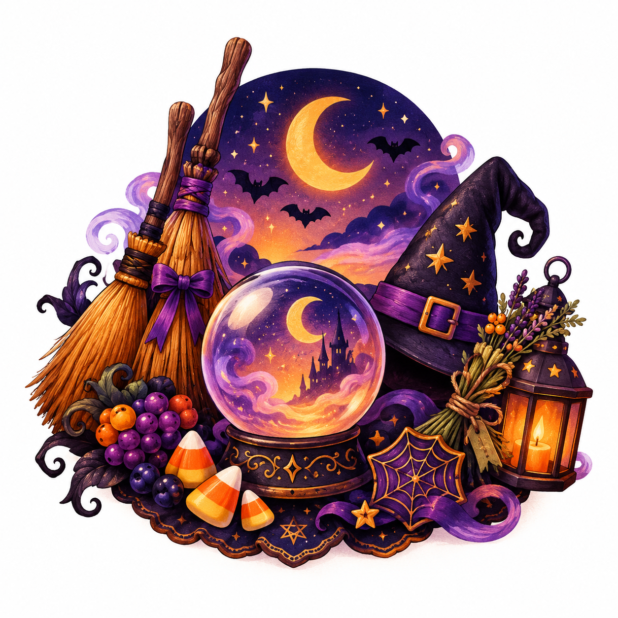 ハロウィン魔法道具の幻想的な飾り絵