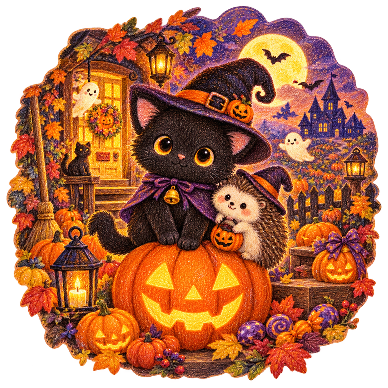 黒猫とハリネズミの魔法のハロウィンナイト