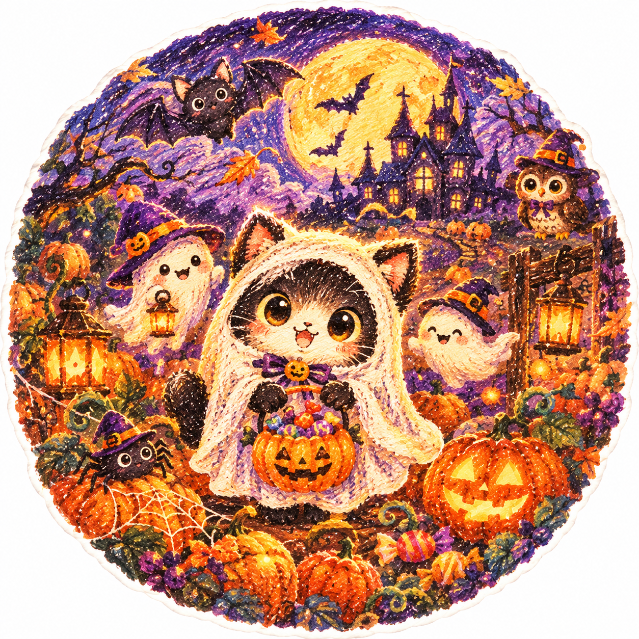 かぼちゃ畑のゴースト猫ハロウィン コピー
