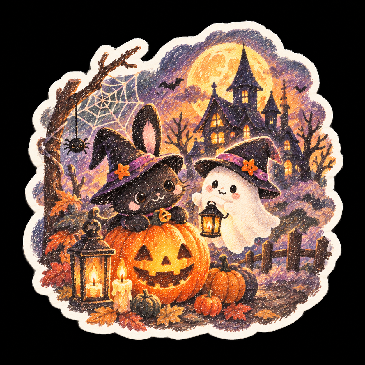 かわいいハロウィンの夜ステッカー