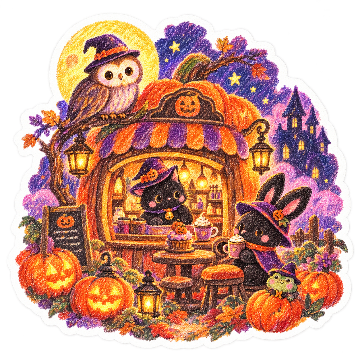 ハロウィンのかぼちゃカフェ Sticker