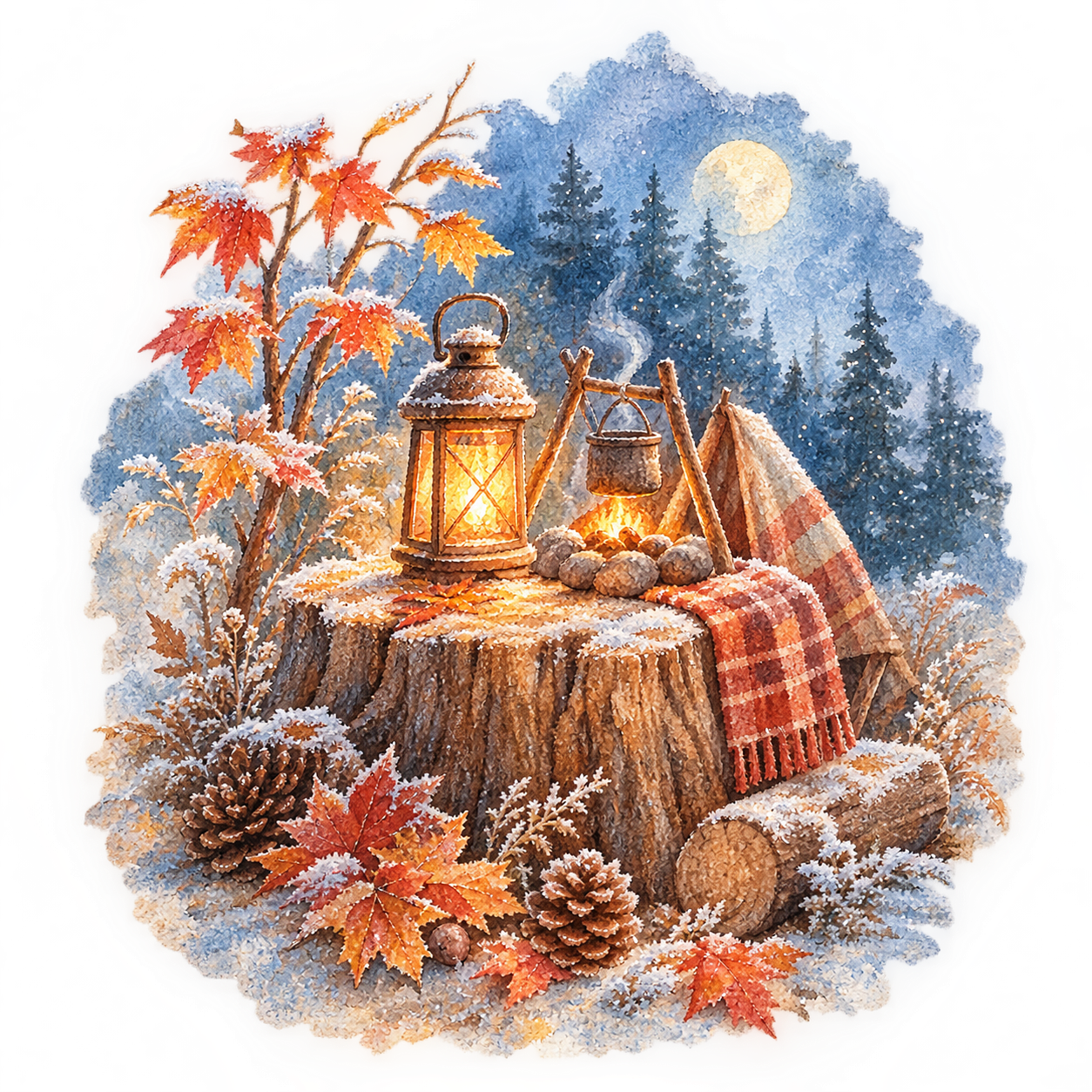 晩秋から初冬をテーマにしたイラスト（Late Autumn 2026 Icon）